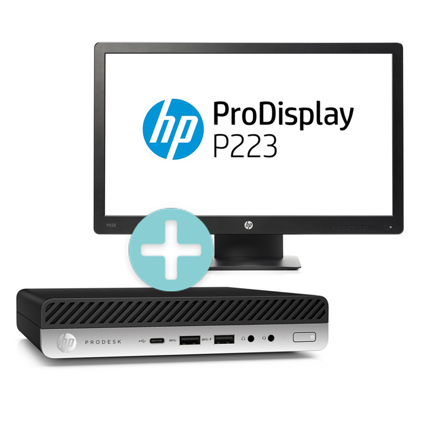 HP ProDesk 600 G3 Mini PC + P223 Monitor
