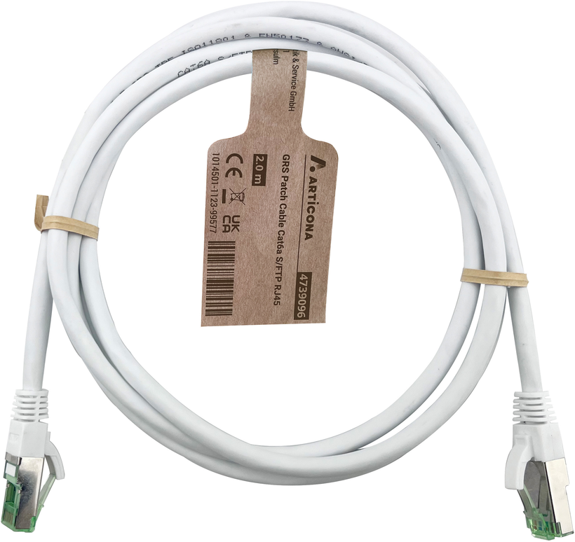 GRS Patch Cable RJ45 S/FTP Cat6a 0.5m wh