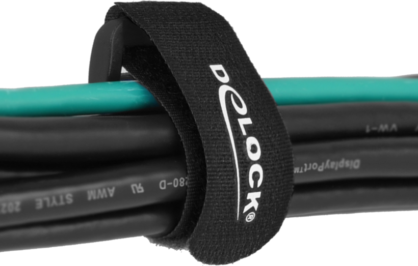 Hook-and-Loop Cable Tie 190mm Black 5x