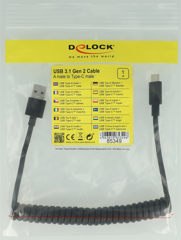 USB Cable 3.1 A/m-C/m 0.3m Coiled