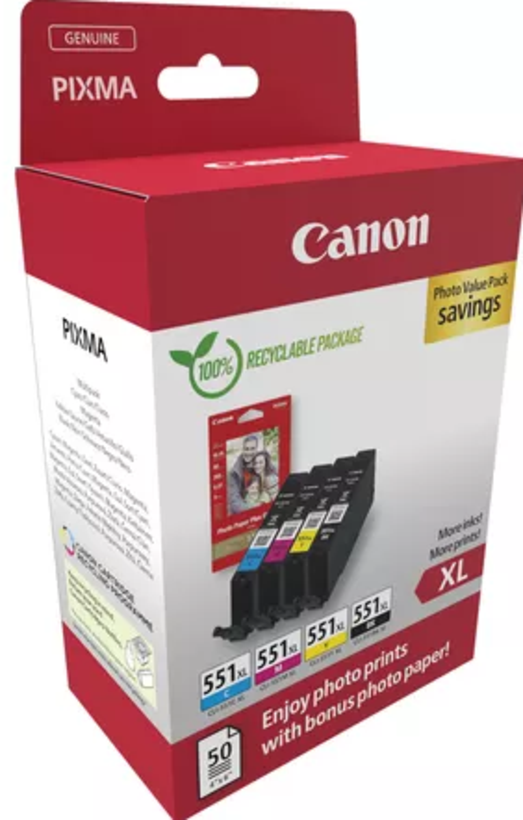 Canon CLI-551XL Tinte C/M/Y/BK Multip.