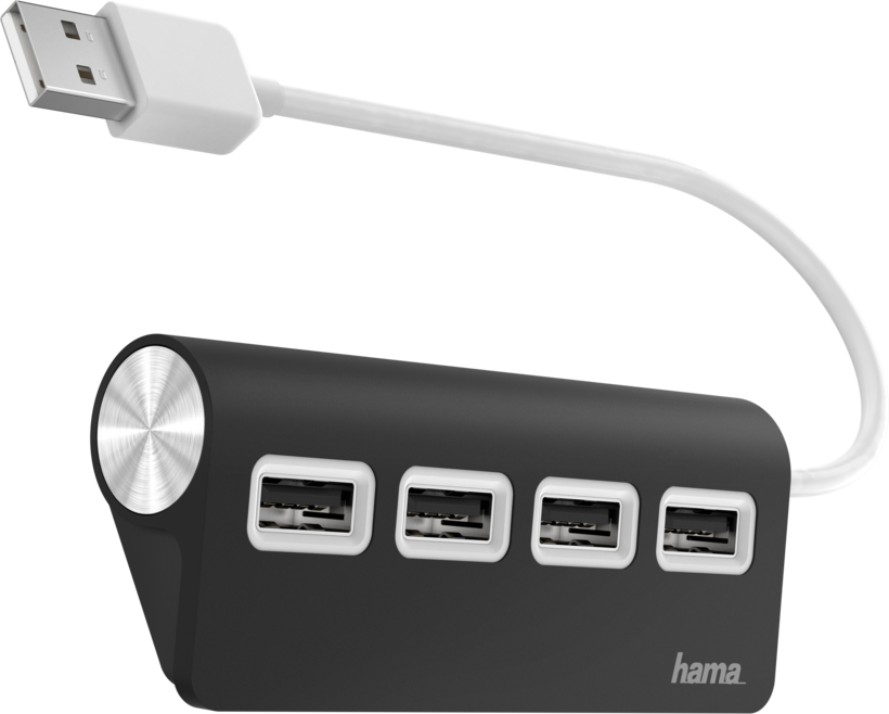 Hub USB 2.0 Hama 4 ports, noir/blanc