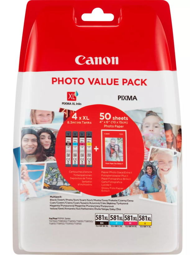 Canon CLI-581XL Tinte Multipack + Papier