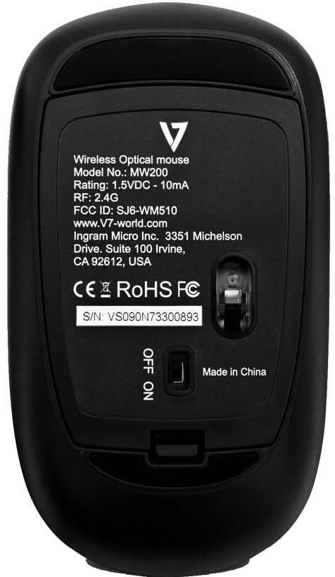 Mouse ottico wireless V7 nero