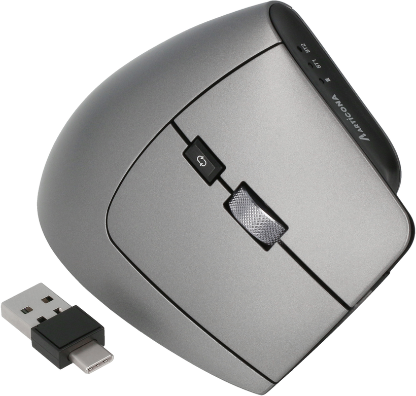 Myš ARTICONA ergo BT + USB A/C šedá