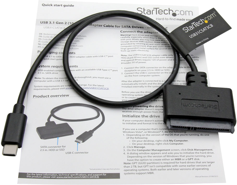Adapter USB 3.1 Type-C/m-SATA/f