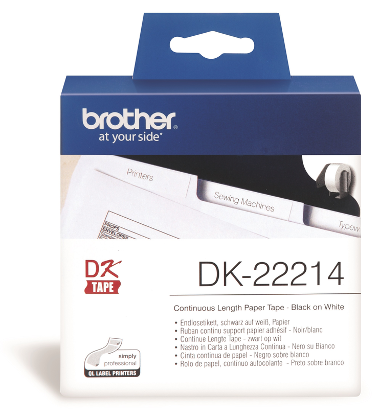 Brother 12mmx31m Cont. Label Roll White