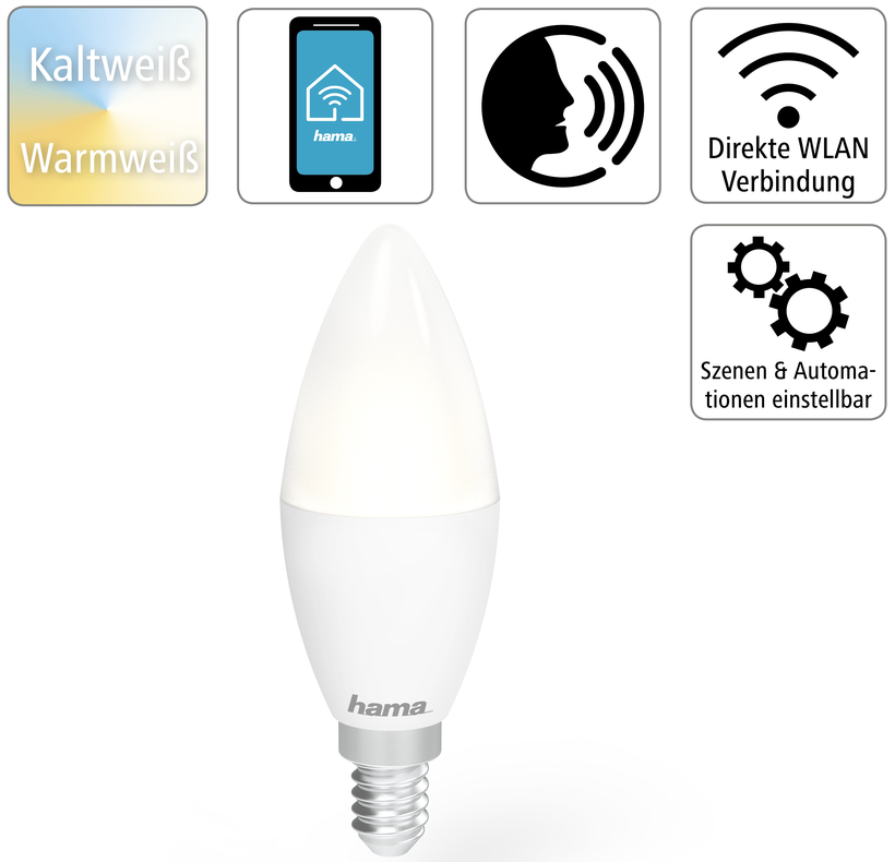 Lampe LED WiFi Hama E14 blanc
