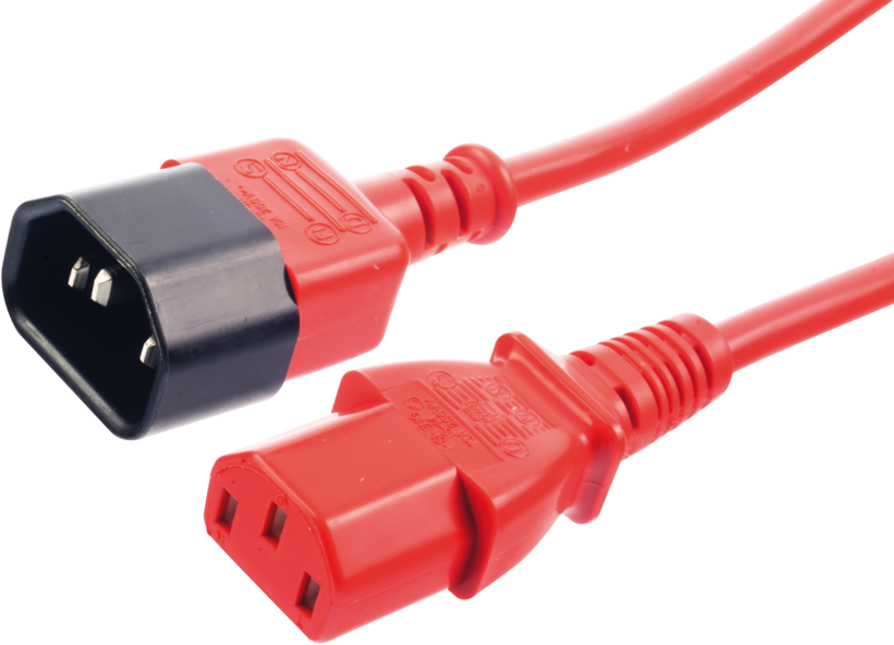 Câble alimentation C13f.-C14m. 1 m rouge