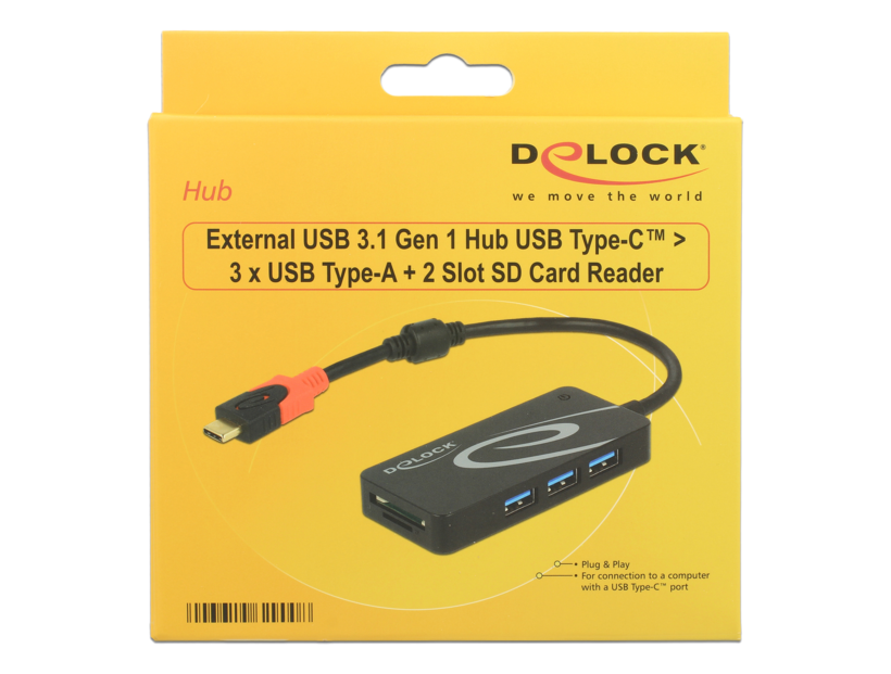 Hub USB 3.0 Delock 3ports+lect carte SD