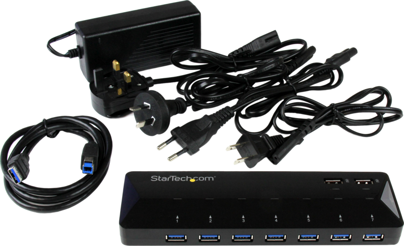 StarTech USB 3.0 7 portos hub, fekete