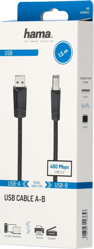 Câble Hama USB-A - B, 1,5 m