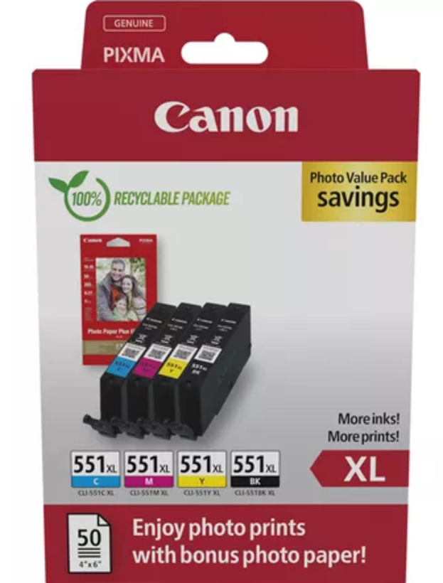 Canon CLI-551XL Tinte C/M/Y/BK Multip.