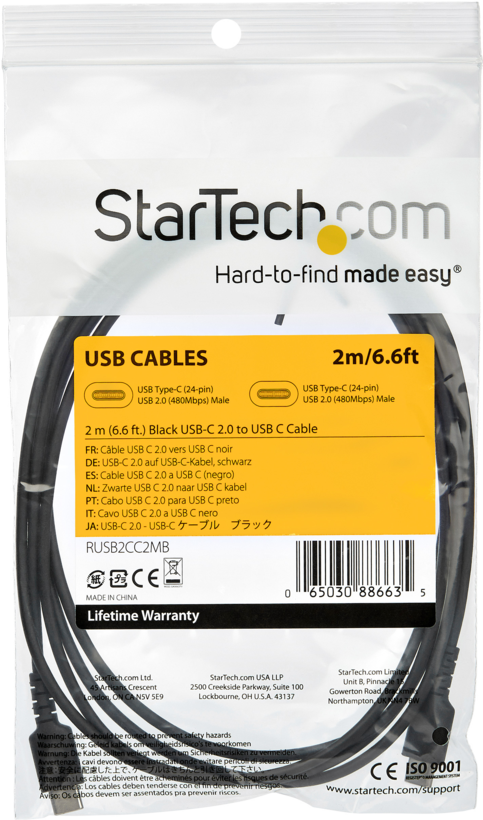 Cable StarTech USB tipo C 2 m