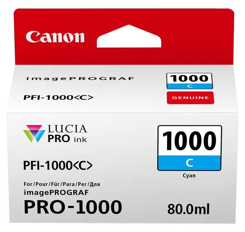 Inkoust Canon PFI-1000C, azurový