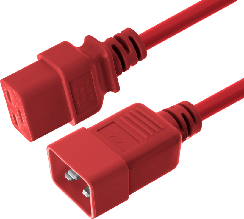 Câble alim. C20 m. - C19 f., 1 m rouge