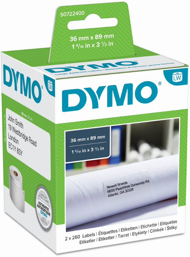 Dymo Address Labels,36x89 mm, White