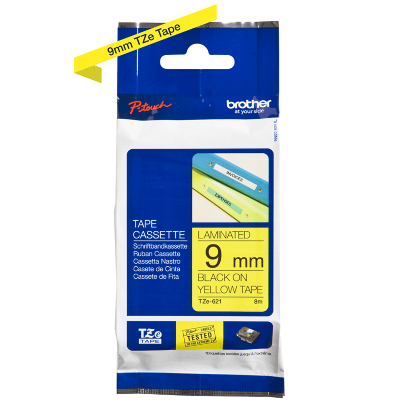 Brother TZe-621 9mmx8m Label Tape Yellow