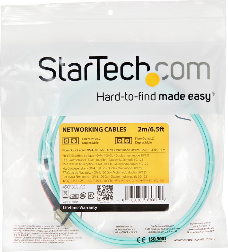 Câble patch FO duplex LC - LC, 2 m, 50 µ