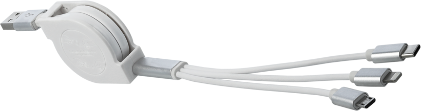 USB Cable 2.0 A/m-Lightning+Micro B+C/m