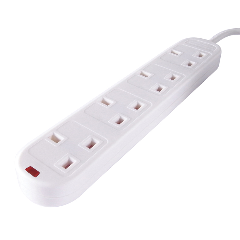Surge Protected Ext. Lead 4 Way 2m White