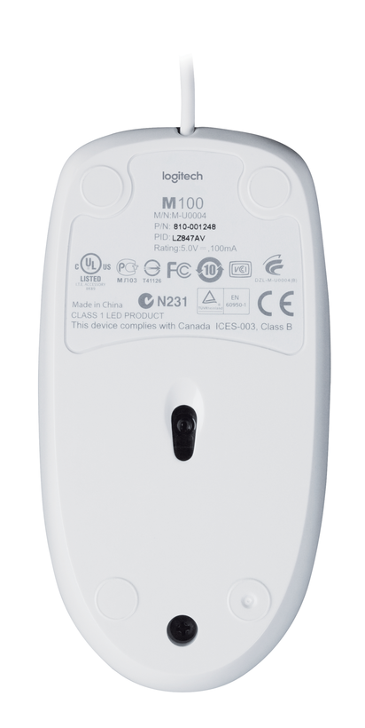 Mouse Logitech M100 bianco