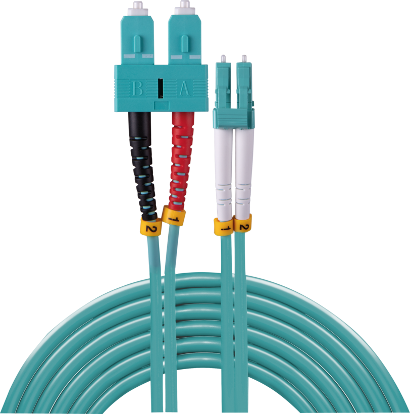 Câble patch FO duplex LC-SC, 10 m, 50µ