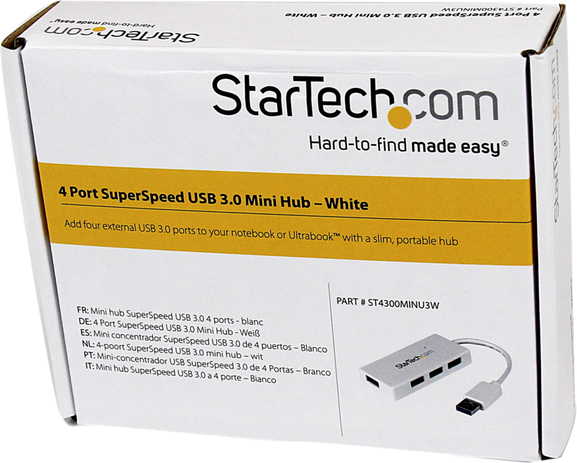 Hub USB 3.0 mini StarTech 4ptos., blanco