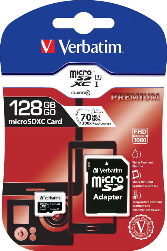 Carte microSDXC 128 Go Verbatim Premium