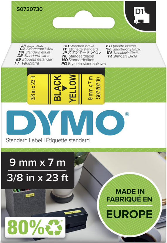 Dymo LM 9mmx7m D1-Schriftband gelb