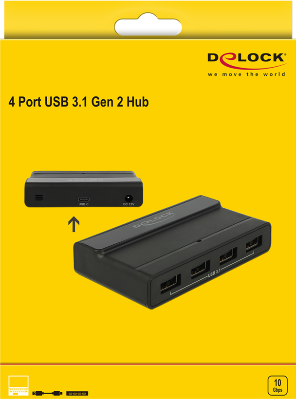 Hub Delock USB 3.1 4port. černý