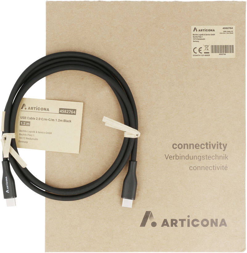 USB-C 2.0 kábel m/m 1,2 m, fekete