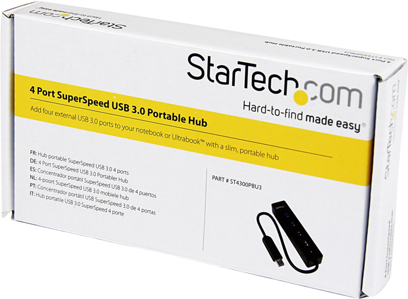 Hub USB StarTech 3.0 4 portas preto