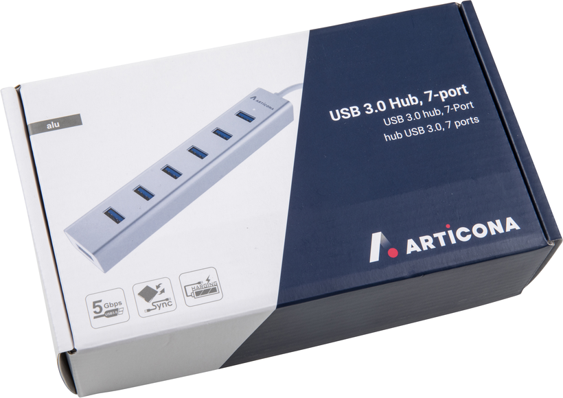 ARTICONA USB Hub 3.0 7-Port alu/biał,