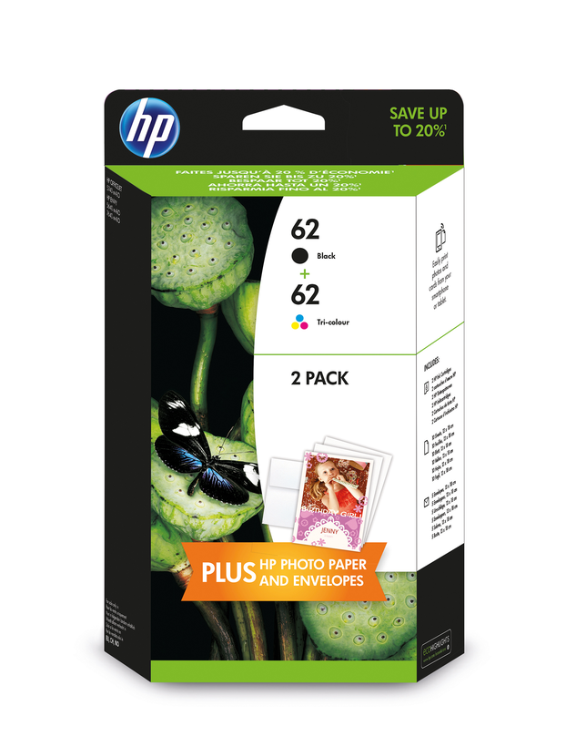Tinta HP 62 pack 2x