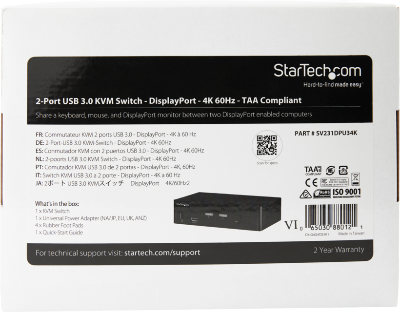 StarTech KVM Switch DisplayPort 2-port