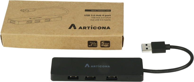 Hub USB 3.0 ARTICONA 4 puertos negro