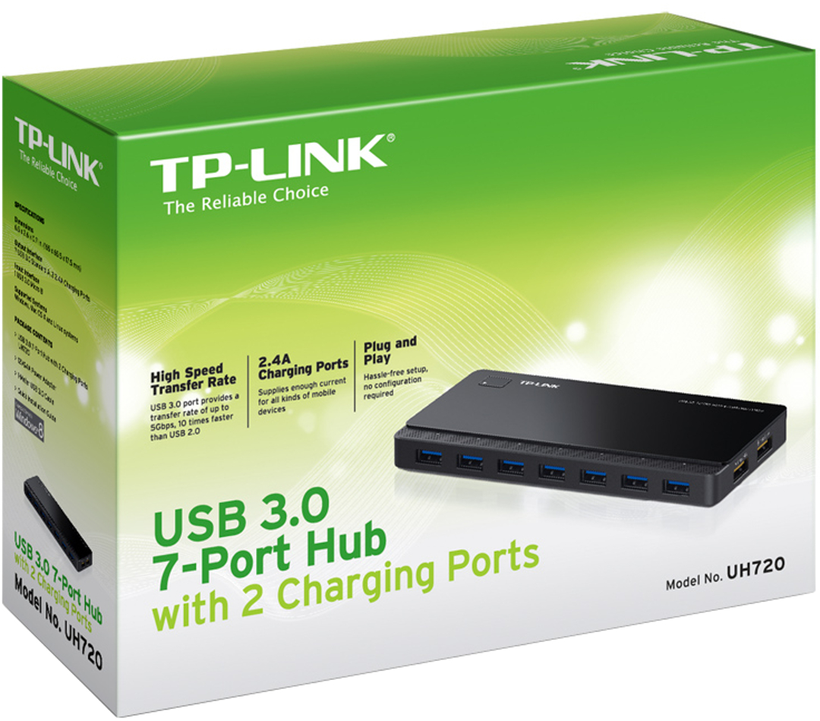 Hub TP-LINK UH720 USB3.0 7 prt 2x carrg.