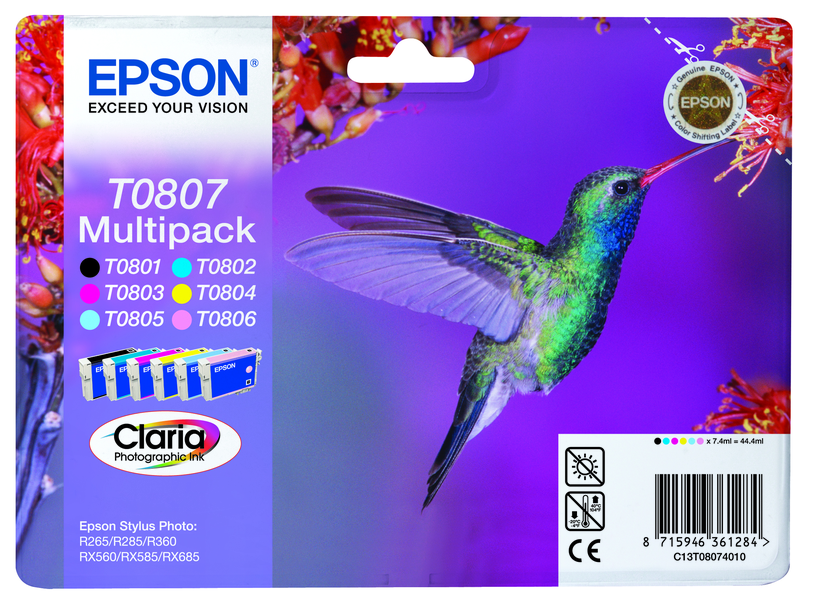 Inchiostro Epson T0807 Claria, multipack