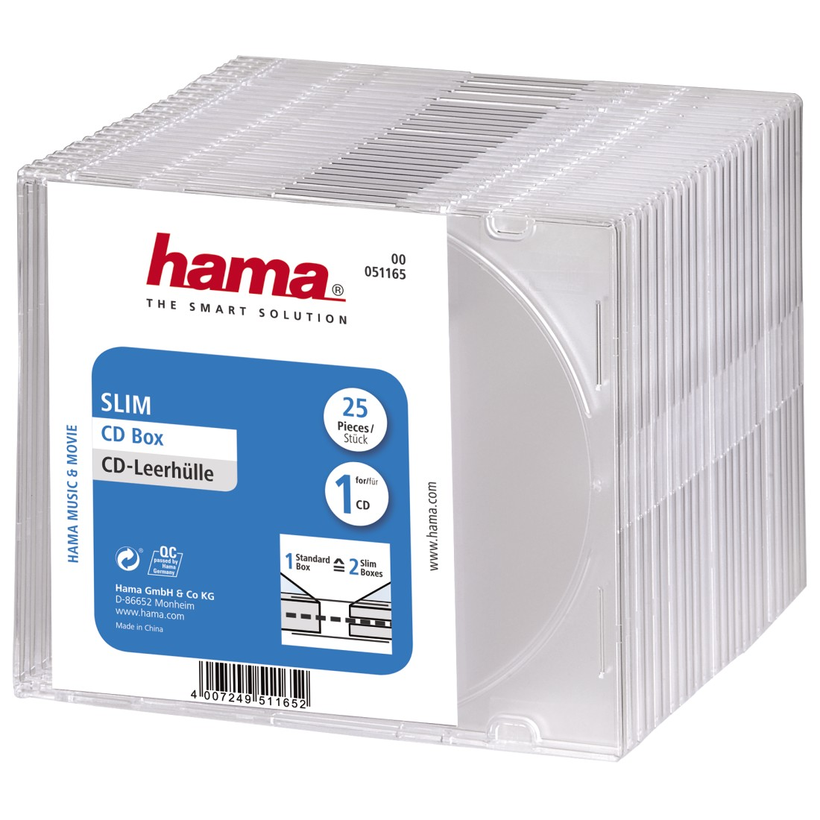 Hama Transp. CD/DVD Slim Cases, 25 Pack