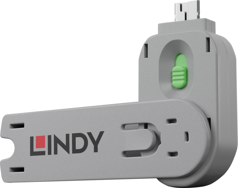 LINDY USB-A Port Blocker Key Green