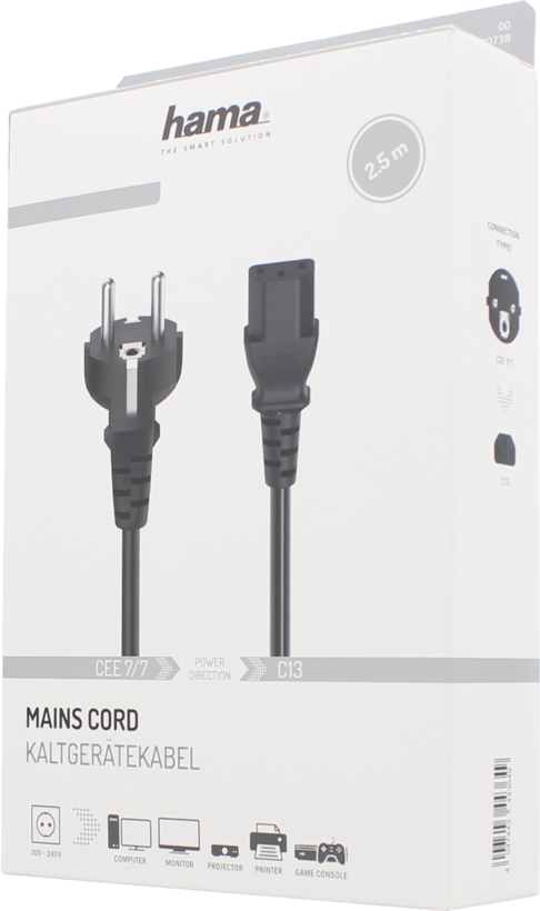 Câble alimentation m.- C13 f. 2,5 m noir