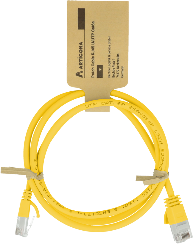 Câble patch RJ45 U/UTP Cat6a 2 m, jaune