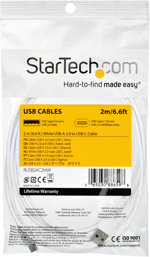 Cabo StarTech USB tipo C - A 2 m