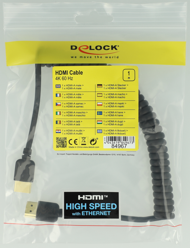 Delock HDMI Kabel Spiral 0,4 m