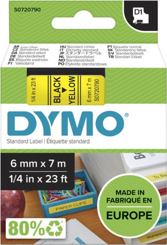 Cinta D1 Dymo LM 6 mm x 7 m amarillo