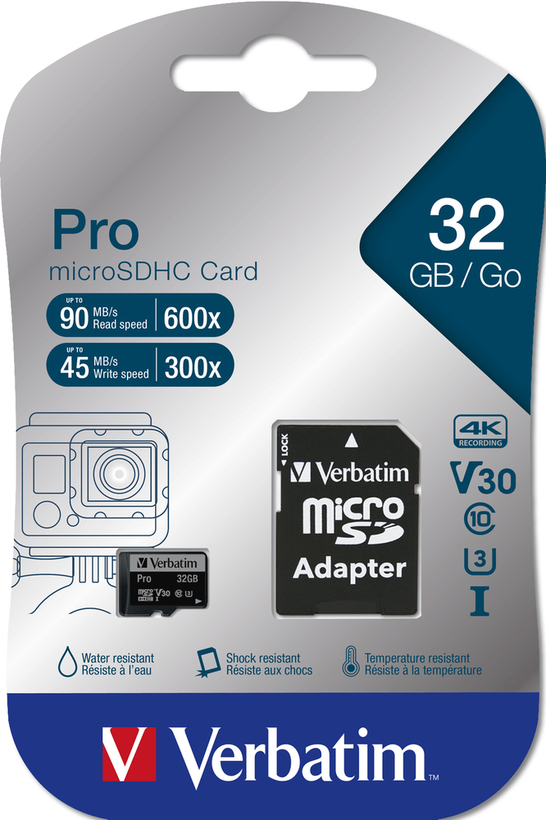 MicroSDHC Verbatim Pro 32 GB U3