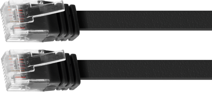 Câble patch plat RJ45 U/UTP Cat6 3m noir