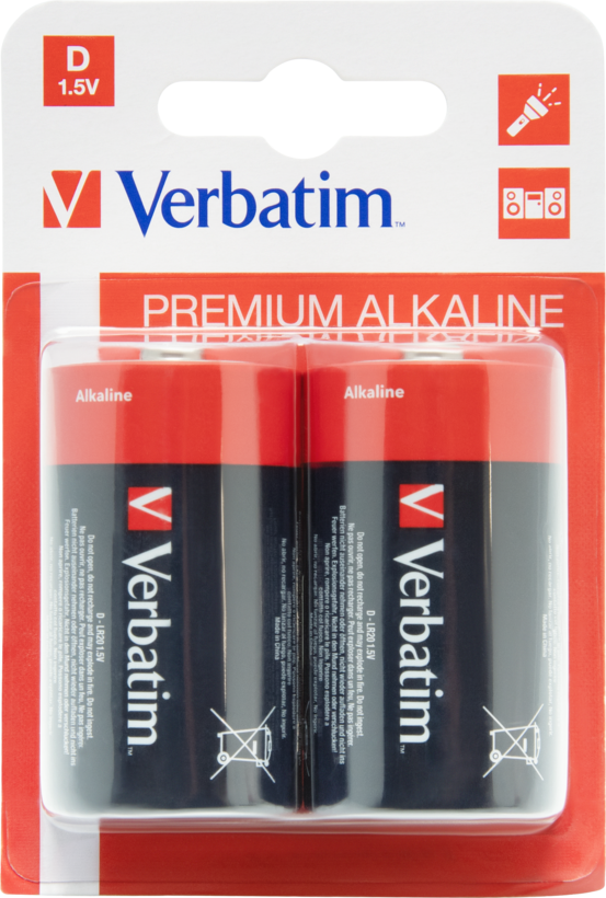 Alkalické baterie Verbatim LR20 2 ks