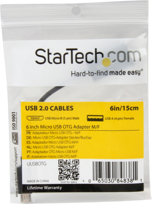 Cable StarTech USB-A - Micro-B 0,12m